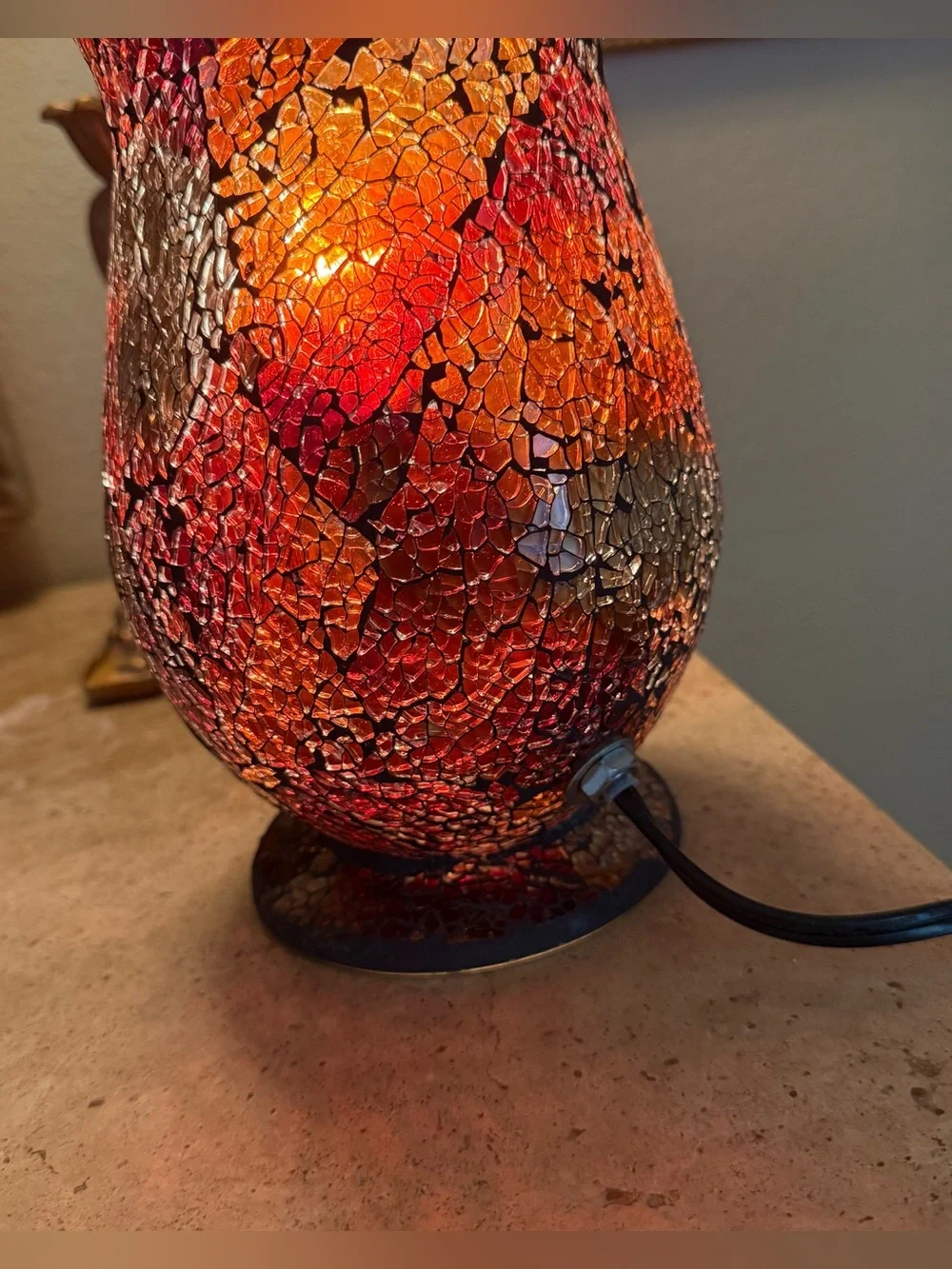 Crackle Glass Mosaic Accent Lamp
